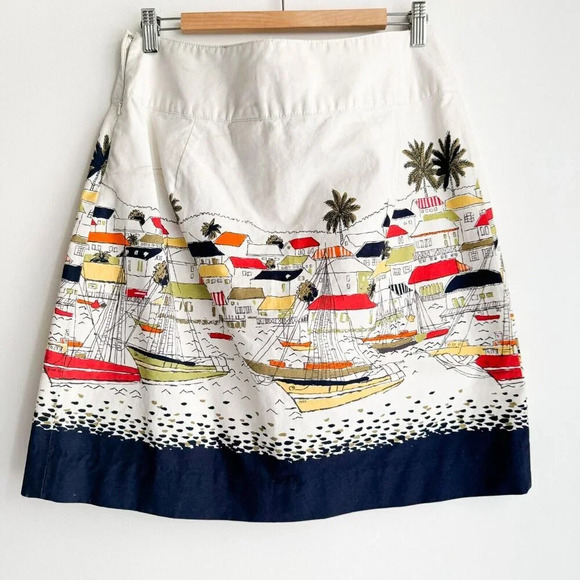 Eddie Bauer Cotton Sea Port Nantucket Motif Print Short Skirt  10 - Picture 5 of 8